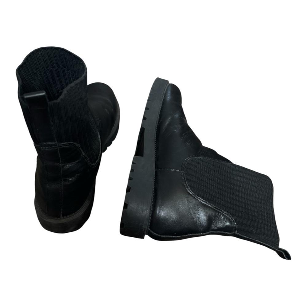 Blondo Hallie Waterproof Chelsea Boots Black Leather Knit Sock Lug Sole Sz 10 - Picture 4 of 8